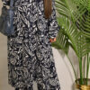 Midnight Blue Floral Linen Co-Ord Set for Women