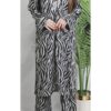 Zebra Noir Linen Co-Ord Set for Womenq